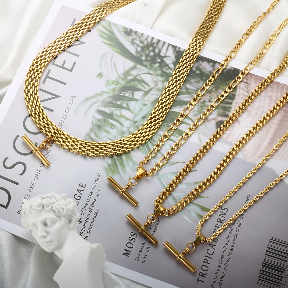 Zmfashion Punk Hip Hop T Rod Pendant Watch Band Mesh Necklace Stainless ...