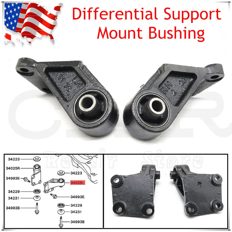 New Rear Left Right Differential Support Mount Bushing for Mitsubishi