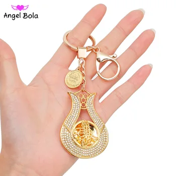 

Turks Women/Men Gold Color Turkey Wedding Jewelry Turkish Coin Lucky Allah Key Ring Never Faded Luxury Crystal Coin Key Chains