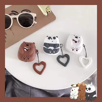 

Lovely Bear Pattern Soft Silicone Protective Cover Shockproof Case Skin Shell With Lanyard for Airpods 1/2 Charging Box LX9A