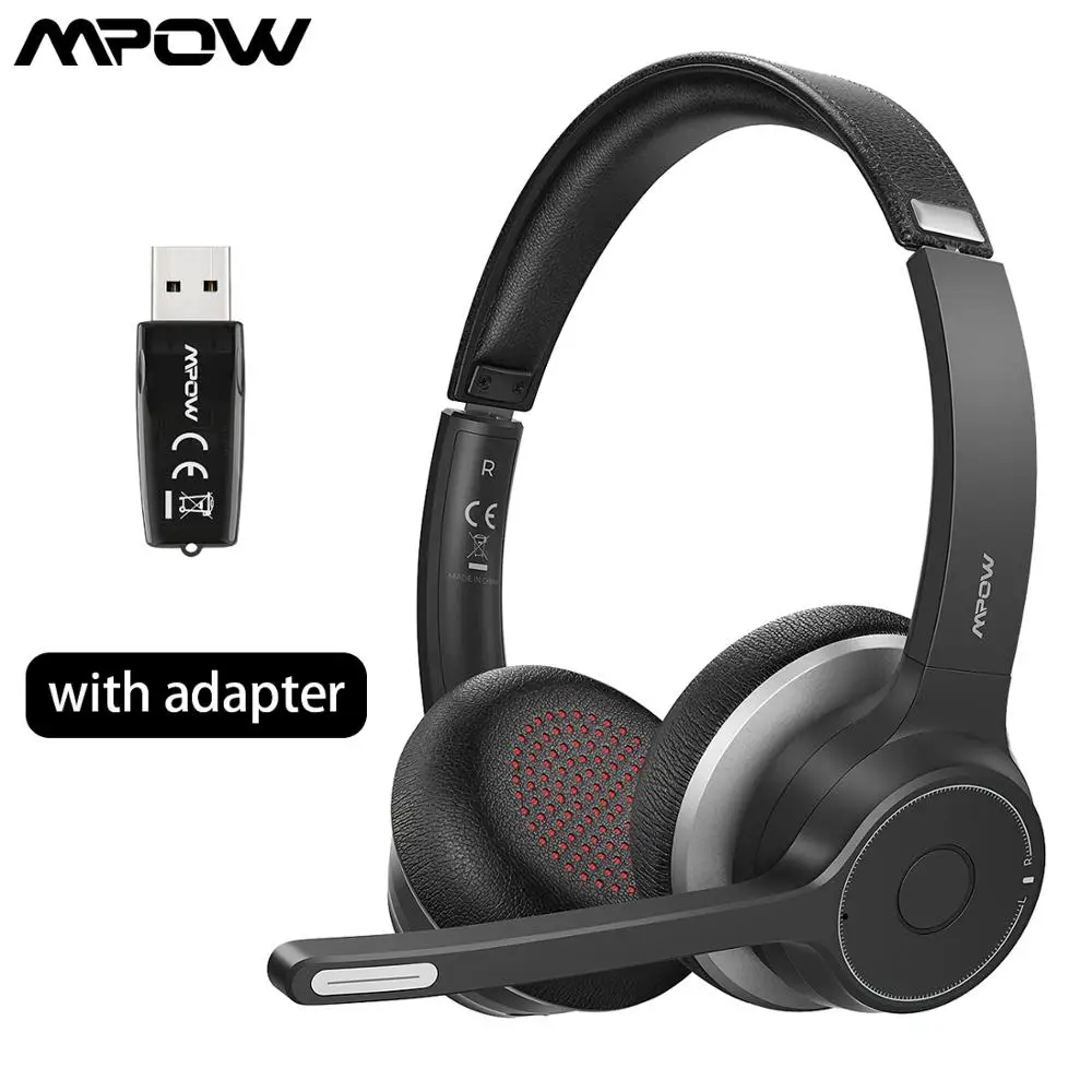 Mpow HC5 Pro Wireless and Wired Headphones with USB Adapter Bluetooth 5.0 Earphones Noise Reduction Mic 22 Hours Talking Time