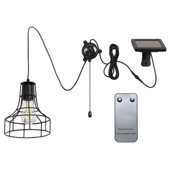 

E27 Warm White Decorative Solar Powered With Pull Cord Vintage Barn Shed Emergency Easy Install Pendant Light Indoor Lighting