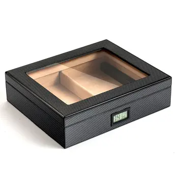 

Wood Lined Cigar Container Humidor Humidifier With Digital display Hygrometer Case Box with Moisture Meter Moisturizing Device
