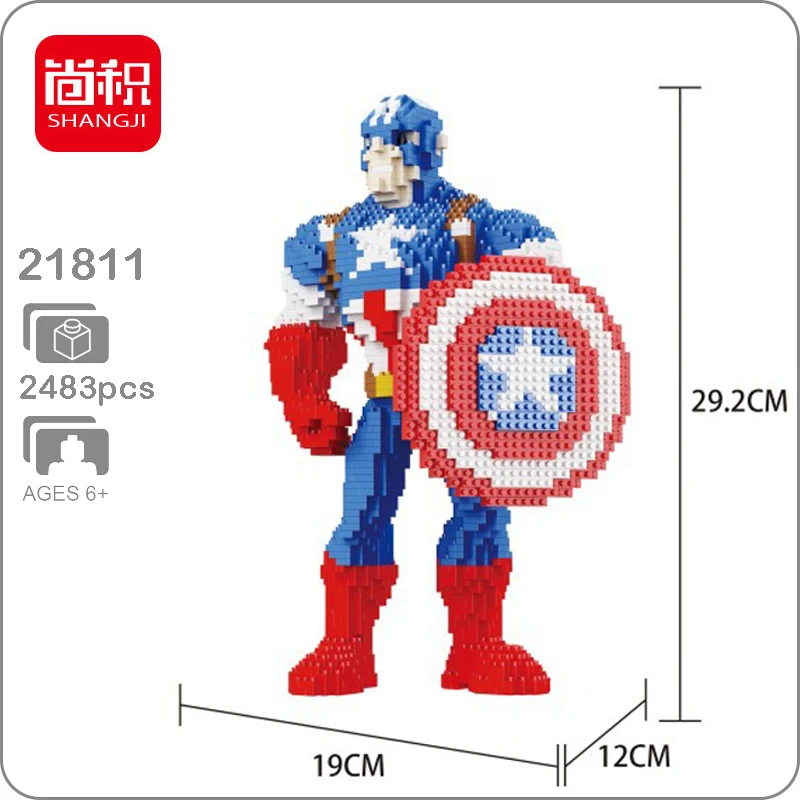 

Marvel Avengers Captain America Hero DIY 3D Model Diamond Mini Building Small Blocks Brick Toy for Children no Box