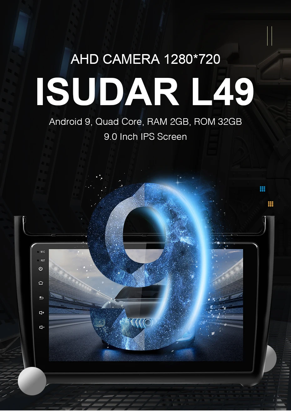 ISUDAR Автомагнитола для VW/Volkswagen/POLO Sedan 2009- 2 din Android 9 Авторадио Мультимедиа gps DVR камера ram 2GB rom 32GB USB