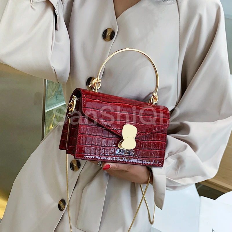 

PU pattern Stone Leather Crossbody Bags For Women 2019 Mini Shoulder Messenger Bag With Metal Handle Lady Travel Totes