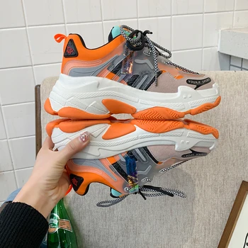 

Women Chunky Sneakers Platform Designers Fashion Lace Up Casual Woman Dad Shoes Tenis Female Basket Trainers Vulcanized Shoes