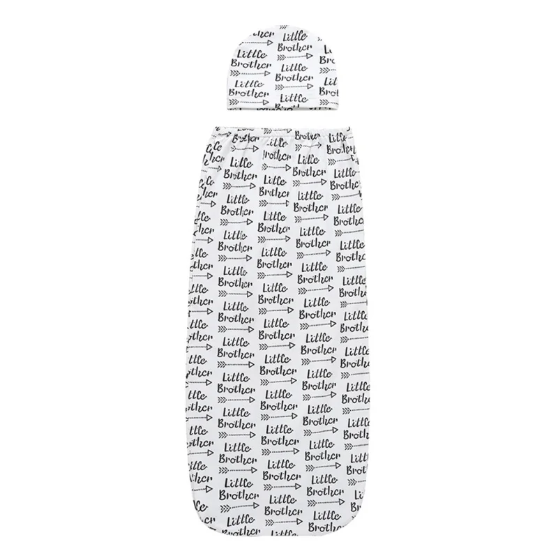 

Newborn Baby Soft Letter Printing Blankets Swaddling Infant Swaddle Wrap And Hat Set #p