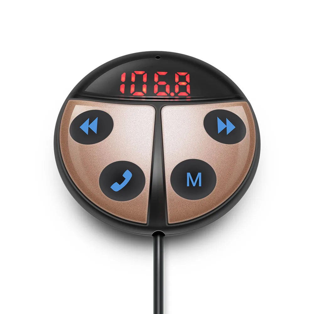 2 в 1 Bluetooth приемник USB интерфейс Универсальный Прочный Божья коровка в форме автомобиля установлен стабильный адаптер FM передатчик Портативный - Название цвета: Золотой
