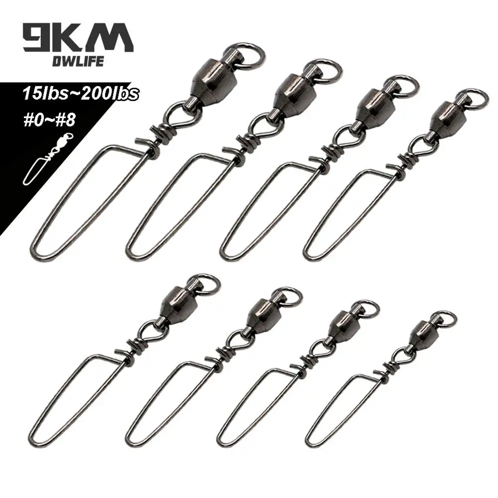 

Fishing Swivels Stainless Steel Ball Bearing Fishing Swivels Snaps Curve Type Pin Rolling Sea Fishing Line Connector 20~100Pcs