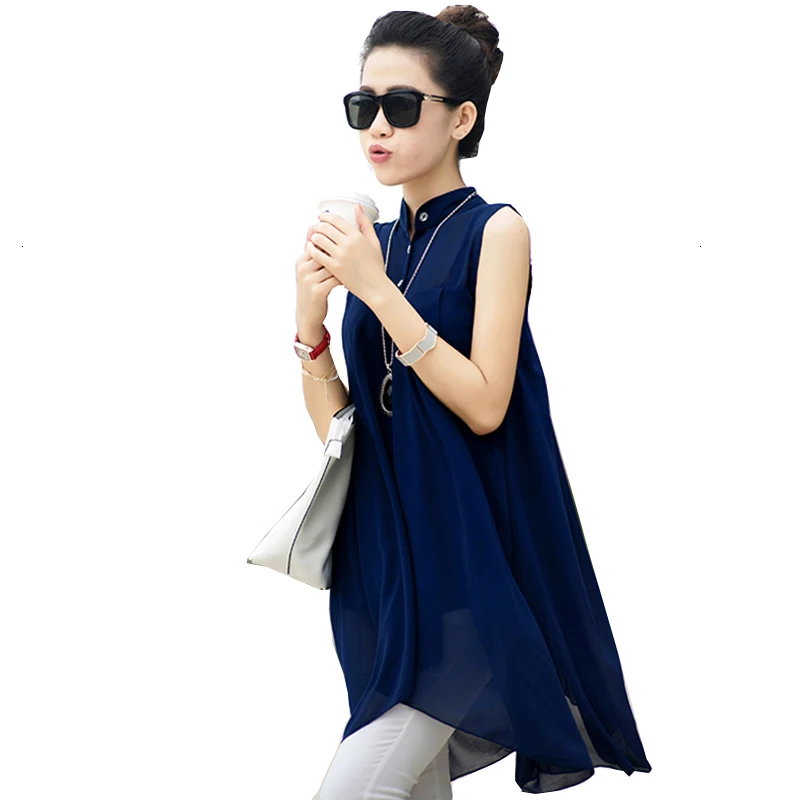 

New summer style chiffon shirt women blouses top Mouwlless Vest irregular blouse Top fashion women blouses Women YM371