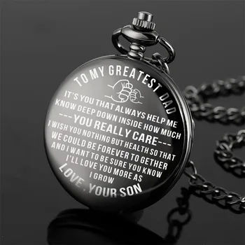 

Engraved Customized I Love My DAD Theme Black Pocket Watch for Men Fob Watches for Men Best Gift for father Drop shipping