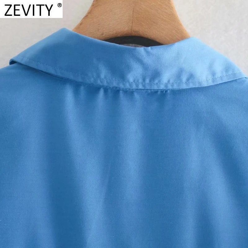 Zevity New Women Simply Candy COlor Single Breasted Poplin Shirts Office Lady Long Sleeve Blouse Roupas Chic Chemise Tops LS9114