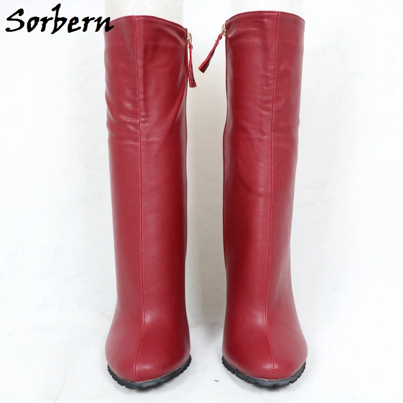 Sorbern/женские ботильоны с круглым носком на каблуке; Botines Mujer; модель года; ботинки с молнией сбоку; большие размеры; EU34-46; цвет на заказ