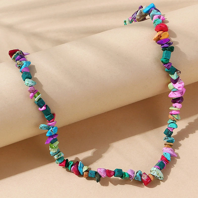 Gargantilla de piedras semipreciosas naturales para mujer, collar de moda, cuentas de colores turquesas, Bohemia, novedad 2022|Collares| - AliExpress