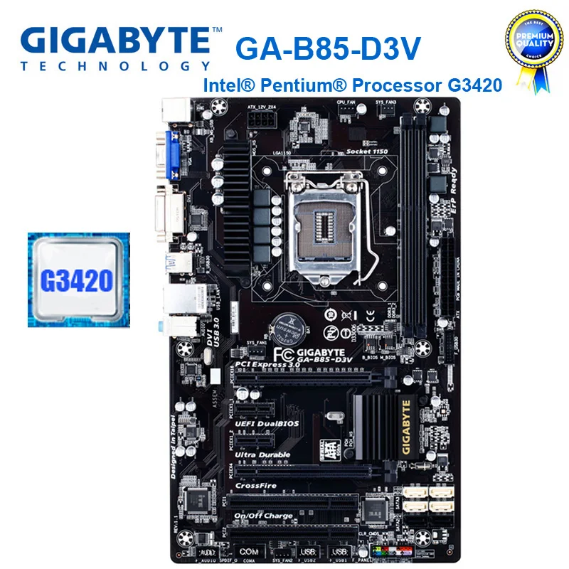 Gigabyte GA-B85-D3V с процессором G3420 оригинальная материнская плата LGA 1150 DDR3 USB3.0 B85 B85-D3V системная плата для настольных ПК Ремонт