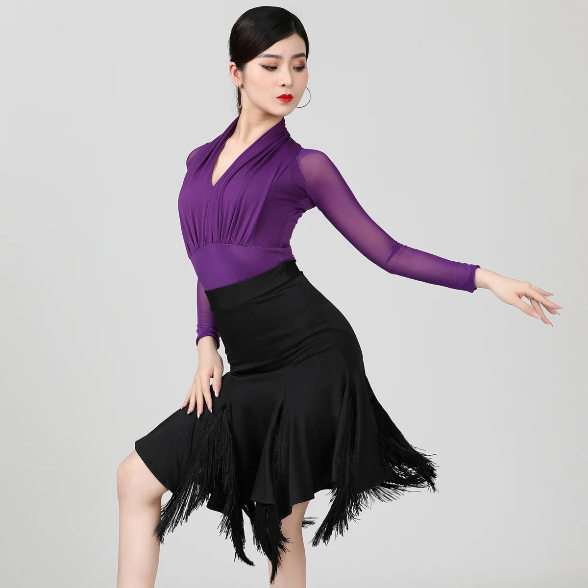 Women Latin Dance Skirt Adult Female Performance Sexy One-piece Top Stage Competition Ballroom Samba Dancing Practice Costume