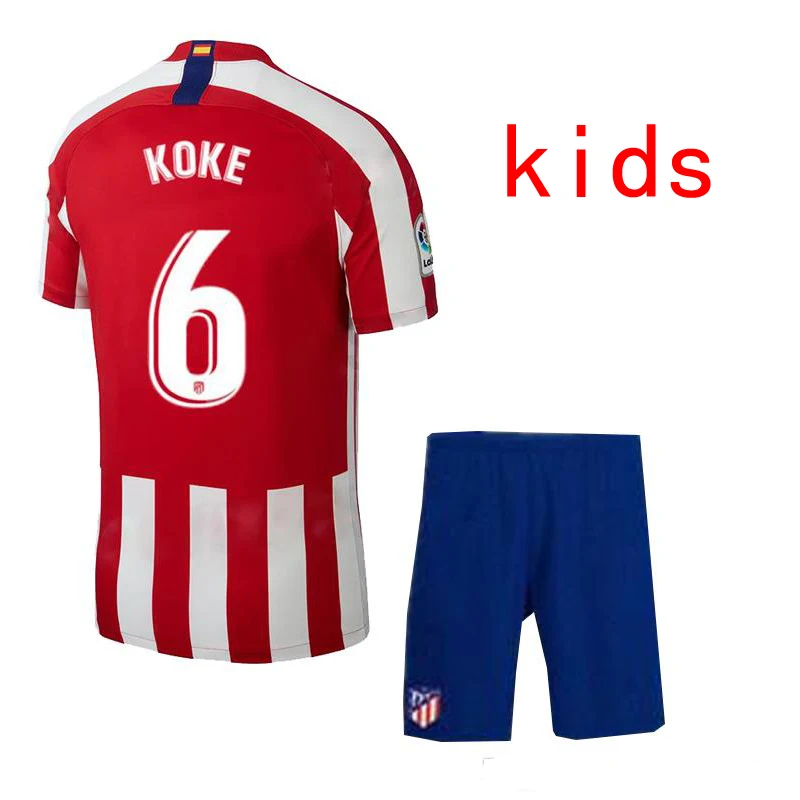 Слоновая кость Детский комплект, Atletico Madrides, футболки для футбола, 19/20, Home Out, GRIEZMANN La Liga, Детская футболка с заплатками - Цвет: Слоновая кость