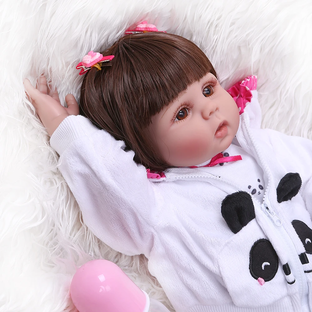 Прямые волосы 48 см bebe Кукла реборн малыш кукла девочка в платье с пандами всего