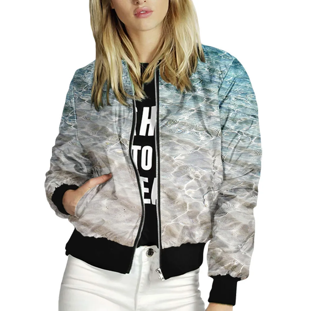 

Женская куртка-бомбер на молнии, с длинным рукавом