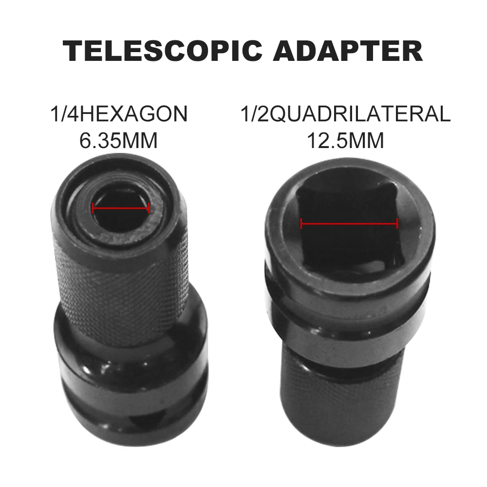 Universal Adaptive Wrench Adapter Socket Ratchet Torque Wrench Adapter 1/2 Inch Square to 1/4 Inch Hex Ratchet Socket Converter 3