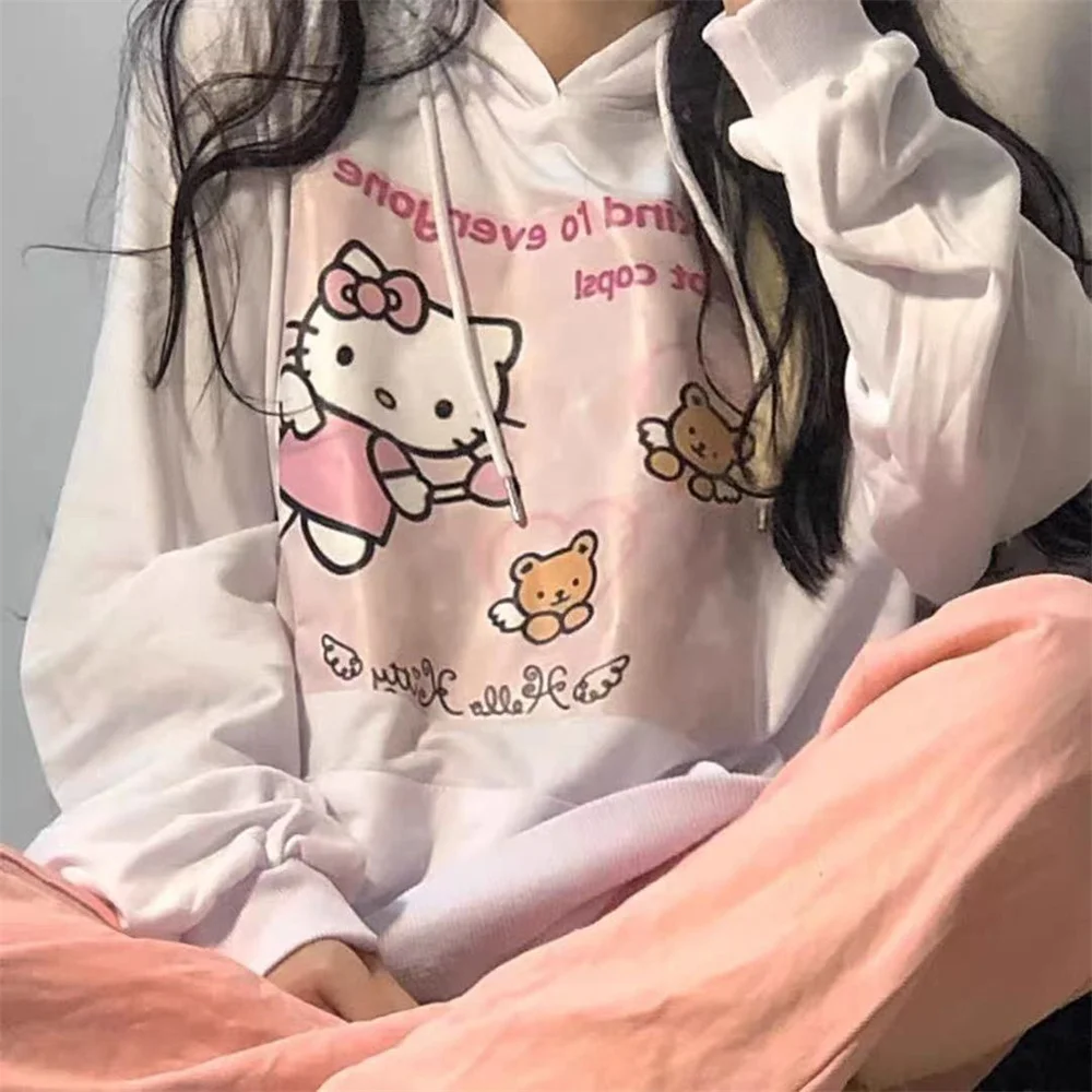 HELLO KITTY on Diamond- Girls lg - Long sleeve T-Shirt hoodie