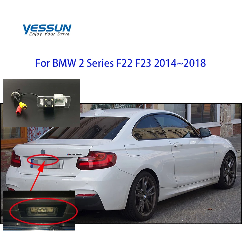 Yessun номерной знак камера заднего вида 4 светодиодный ночного видения 170 градусов HD для BMW 2 серии F22 F23 2014 ~ 2018