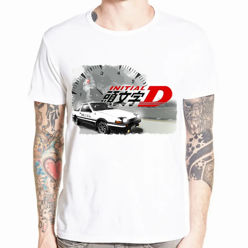 

O-Neck Short Sleeves Summer Casual AE86 Initial D Homme T Shirt Men Print Drift Japanese Anime T-shirt Streetwear