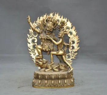

wedding decoration 8"Tibetan Tantra Buddhism Brass Skulptur Yamantaka Yama Dharmaraja Buddha Statue