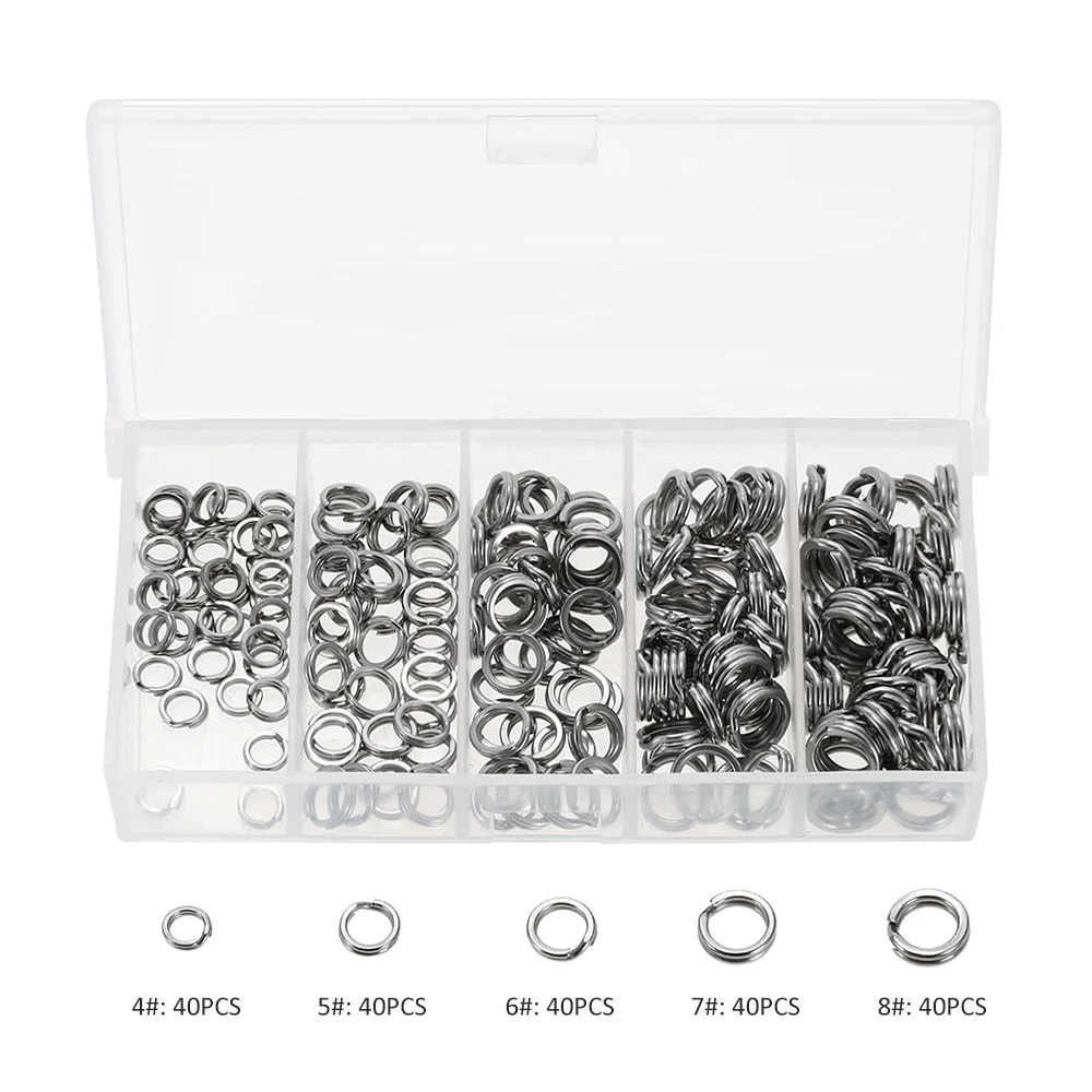 

200PCS Stainless Steel Double Split Rings Connection Ring Fishing Hook Lure Connectors Double Loops Fishing Accessories