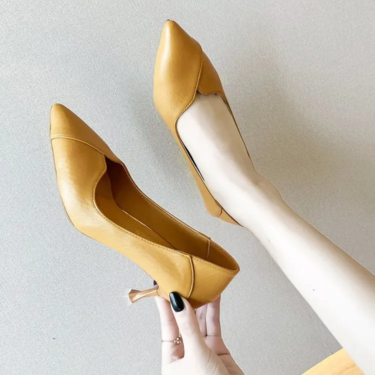 

2020 Spring And Autumn New Style Korean-style Pointed Shoes Versitile Fashion Comfortable Elegant High-Heel Thin Heeled WOMEN'S
