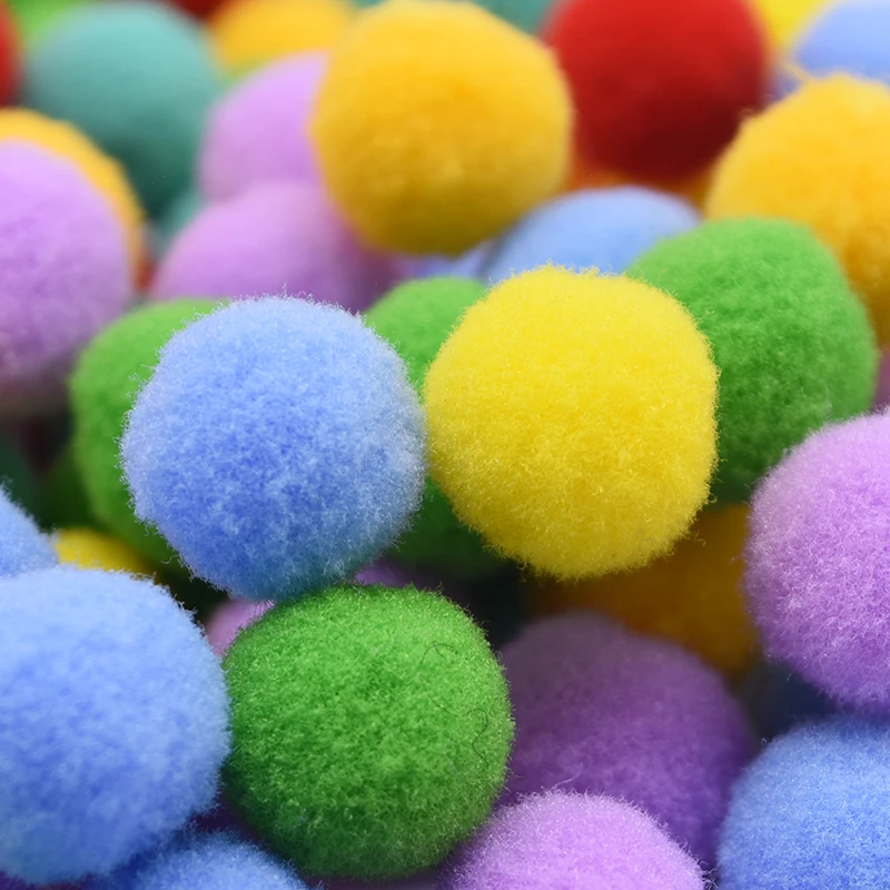 Pom Poms Craft Supplies Fluffy Ball Accessories Craft Toys 100Pcs 15/20/25mm Fluffy Soft Pompom Balls Handmade Kids Toys Wedding Decoration DIY Felt Ball Sewing