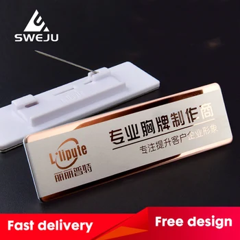 

3Pc Stainless Steel Laser engraved Work Card Hotel work badge Employee number plate Holder For Office work 70*20mm