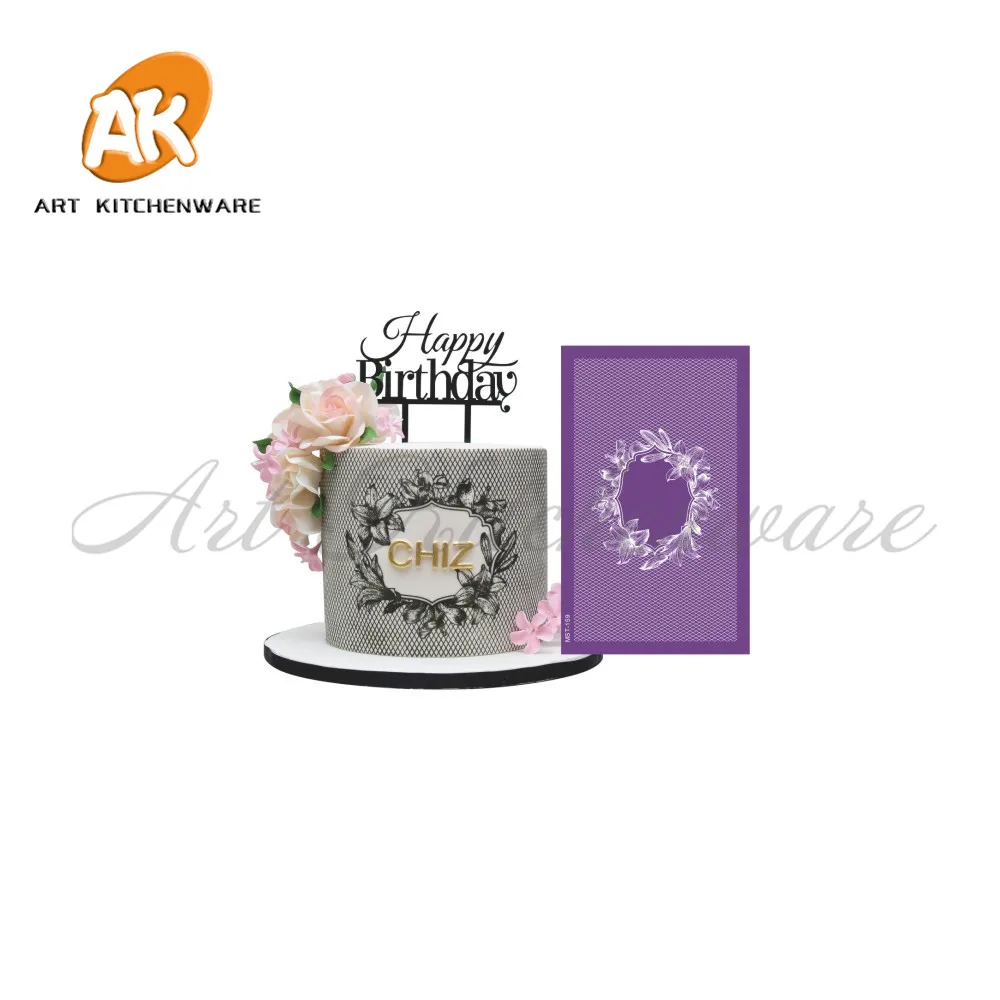 

Magic Frame Mesh Stencil Flower Cake Stencil Wedding Cake Decorating Tools Soft Fabric Stencils for Fondant Cake Mold Bakery