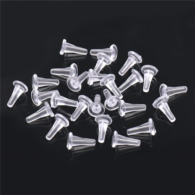 100 Pcs Clear Silicone Earring Backs Hypoallergenic Secure Push-Back Earring  Stoppers for Stud Earrings, 10x6mm