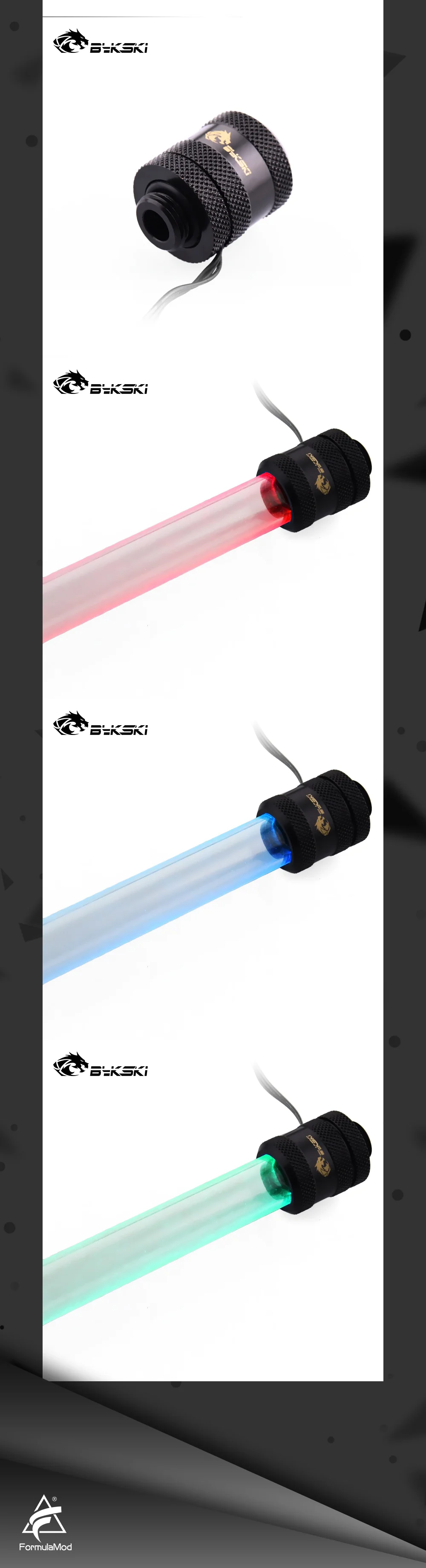 Bykski B-LTJT-X / B-LTJT-X-16 14mm/16mm Lighting Hard Tube Fittings G1/4 Diamond Pattern In-built Light For OD14mm/OD16mm Hard Tubes