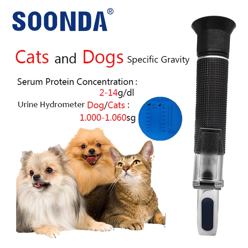 2-in-1 Pet Cat Dog Urine Refractometer For 1.000-1.060 Specific Gravity Veterinary Serum Plasma Protein Hemoglobin Tester Meter |