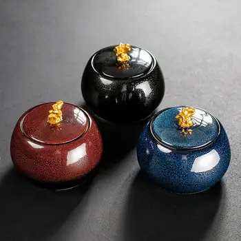 

Ceramics Tea Caddies round Frosted Storage Can Wooden Stopper Bottle Sugar and Salt Containers Sealed Box Tea Coffee Storage Jar