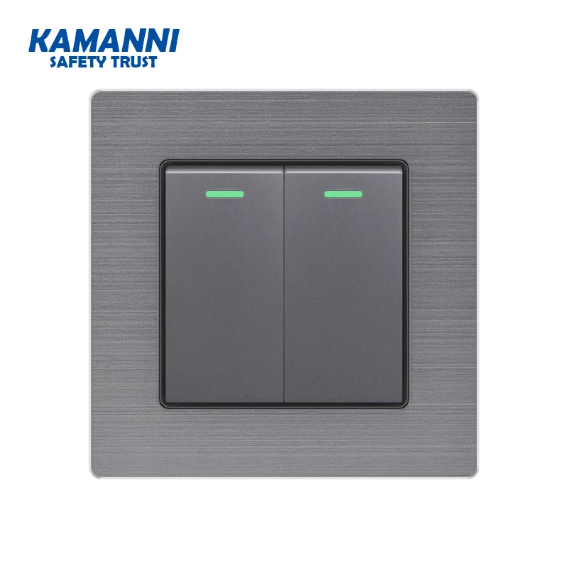 Wall light switch with indicator light of 1 2 3 4 gang 1 way luxury light switch, switch aluminum alloy panel 110~250V