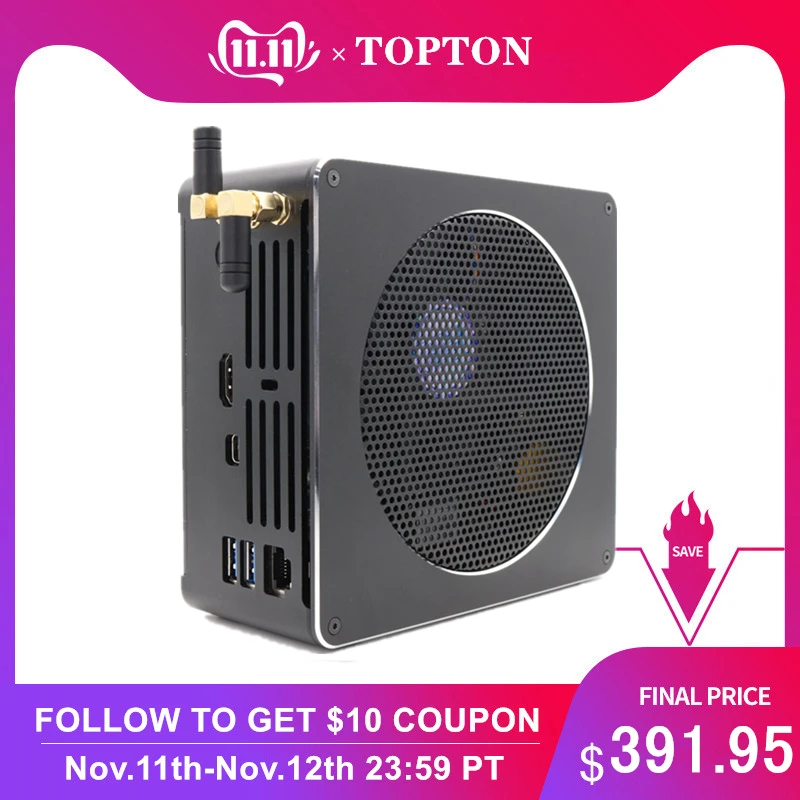 

Gaming PC i7 8850H 6 Cores 12 Threads 9M Cache Mini Server Desktop Computer 2*M.2 NVMe 2*DDR4 2666MHz Win10 Pro 4K HDMI Mini DP