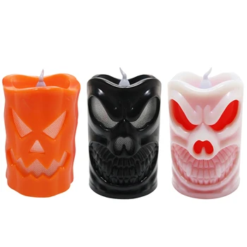 

1/12Pack Skull Candles Halloween Tealights Colorful Halloween Decoration 3D Skeleton Shape With Flameless Unscented Battery