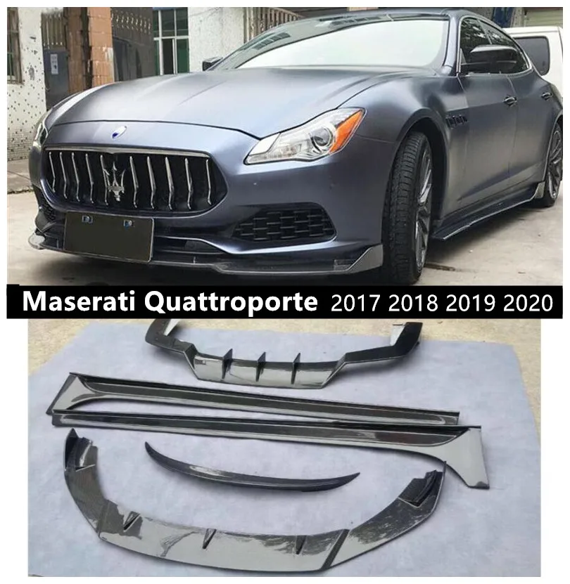 

Передняя Задняя боковая юбка для смартфона Quattroporte 2018 2019 2020, диффузор бампера, высококачественный спойлер из углеродного волокна