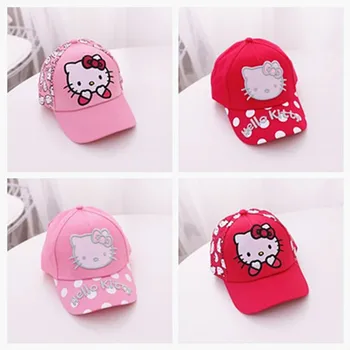 

4 kind 52-54CM Cartoon Hello Kitty Pure Cotton Light Thin Children Sun Block Peak Cap Baseball Cap Hat Girl Y145