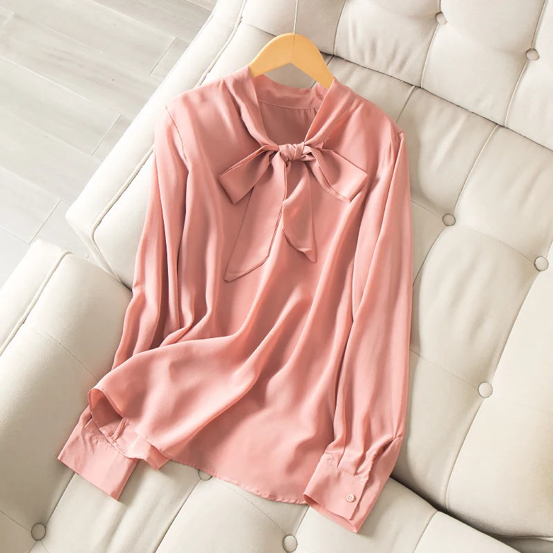 SuyaDream Solid Silk Blouse Women 100% Silk Crepe