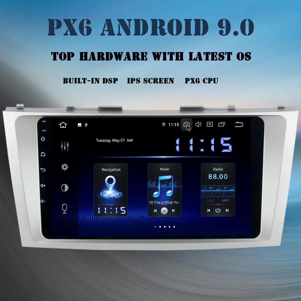 2 din Android 9,0 автомобильный мультимедийный плеер для Toyota Camry 40 2006-2011 Радио Стерео PX6 gps HDMI DSP навигация 4 Гб+ 64 ГБ " ips