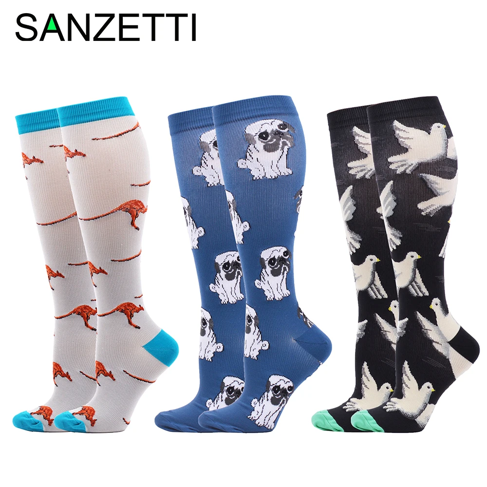 SANZETTI/3 пар/лот женские хлопковые Компрессионные носки повседневные длинные с