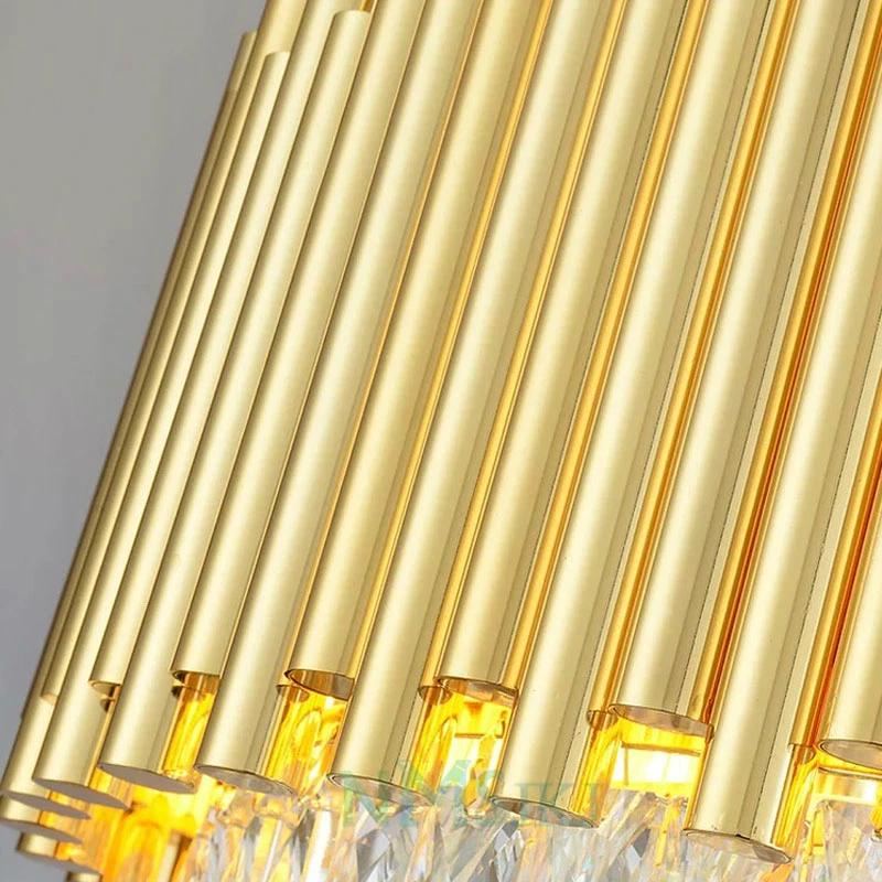 Новый квадратный дизайн, Золотая люстра, светодиодный хрустальный светильник, AC110V 220 V, люстра для дома, роскошные люстры для отеля