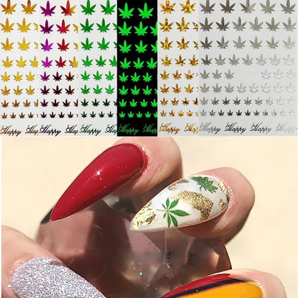 1 Sheet Nail Art 3D Decal Self Adhesive Stickers Pot Weed Leaf Nails Salon  Manicure Decor Acrylic Designs Tool Mixed DIY Tips - AliExpress Beauty &  Health