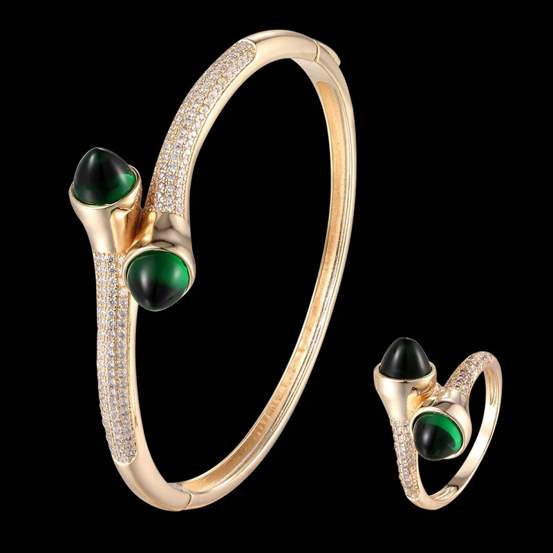 Zlxgirl brand copper full micro pave setting zircon love's bangle with ring jewelry set classic bracelet accessory