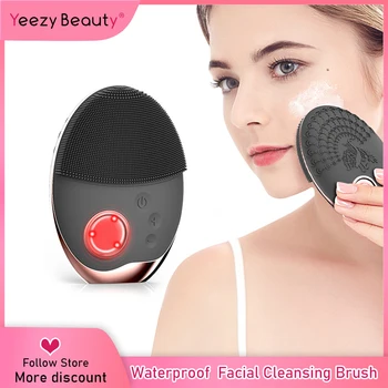 

Ultrasonic Face Cleansing Brush Silicone Wireless charge 3 Colors LED Photon Lights Face Pore Cleaner Care Massager Machine